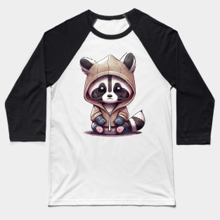 Cartoon Raccoon Wearing Hoodie Baseball T-Shirt
